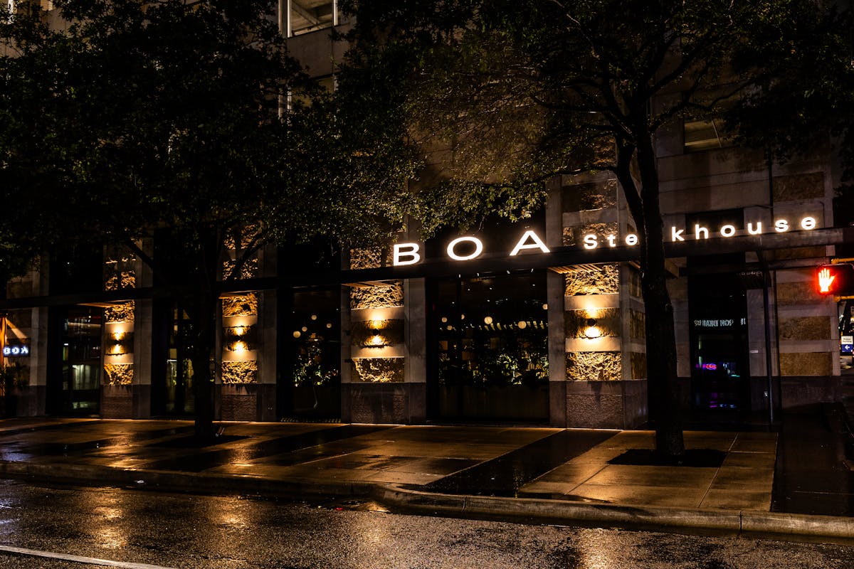 a lit up city at night