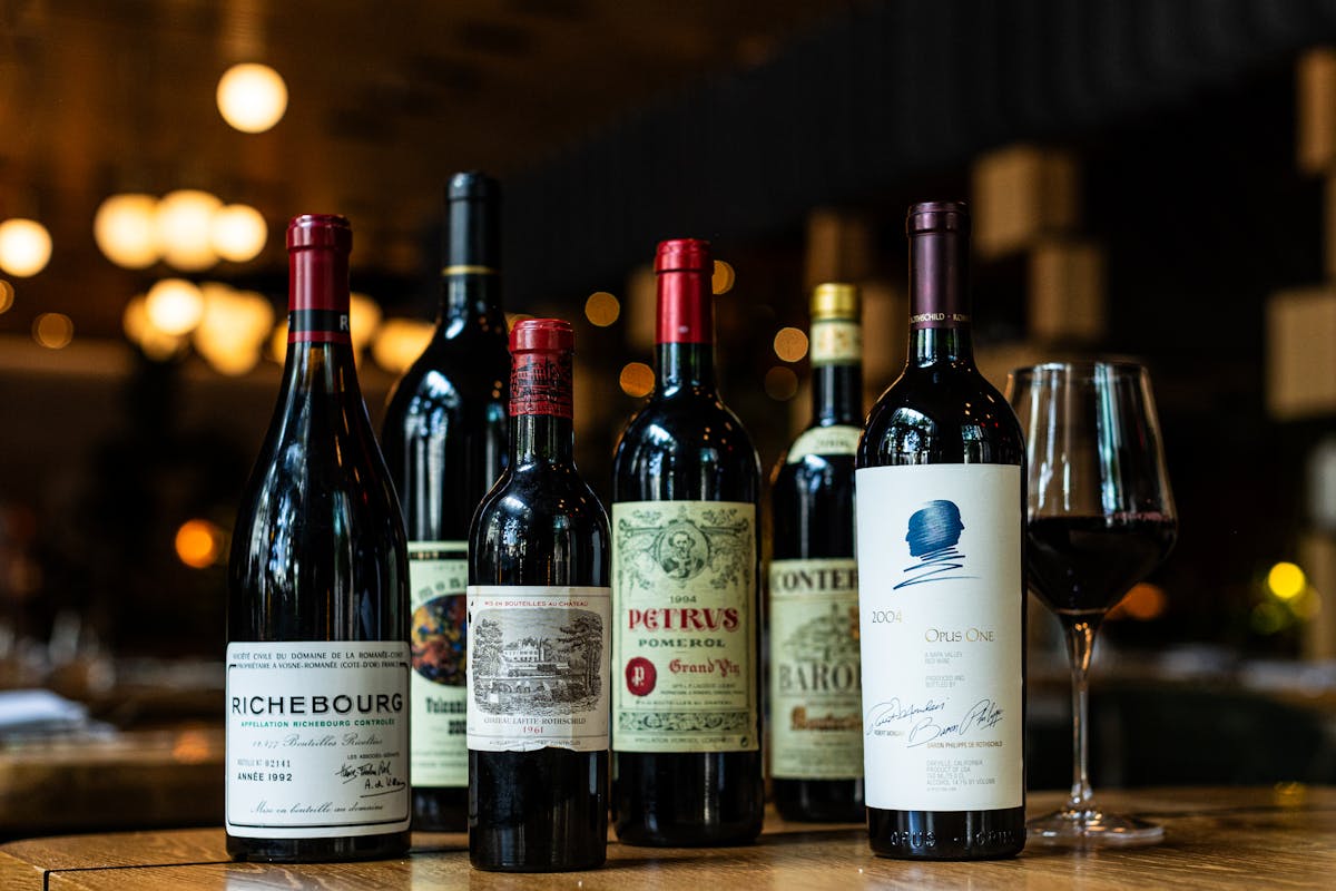 a close up of a bottle of wine